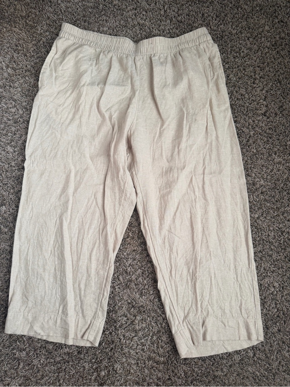 Old Navy High-Rise Straight Linen Blend Pants Beige XL